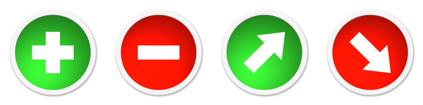 Buttons rot gr&uuml;n: Pfeil hoch und runter, Plus und Minus