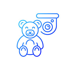 Keeping kids safely with security camera gradient linear vector icon. Alerting about suspicious activity at home. Thin line color symbols. Modern style pictogram. Vector isolated outline drawing