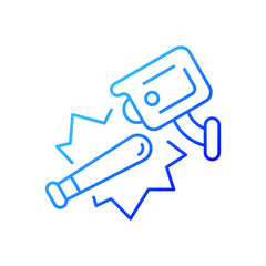 Public safety with video surveillance gradient linear vector icon. Decreasing violent acts and vandalism risk. Thin line color symbols. Modern style pictogram. Vector isolated outline drawing