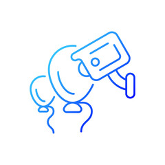 Event security with wireless camera gradient linear vector icon. Surveillance technology for large events. Thin line color symbols. Modern style pictogram. Vector isolated outline drawing