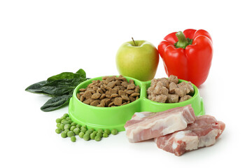 Concept of organic pet food isolated on white background