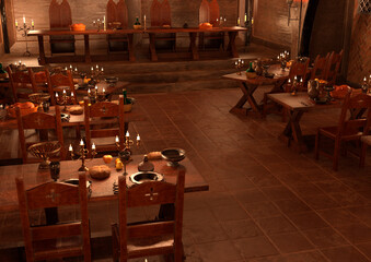 3D Rendering Medieval Great Hall