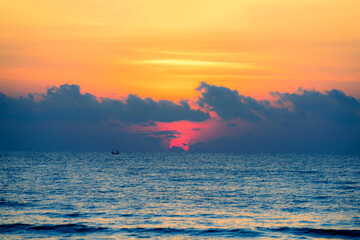 Beautiful cloudscape over the sea, sunset shot in Thailand.