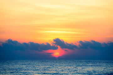 Beautiful cloudscape over the sea, sunset shot in Thailand.