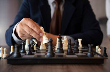 Close up chess board game for ideas and competition and strategy
