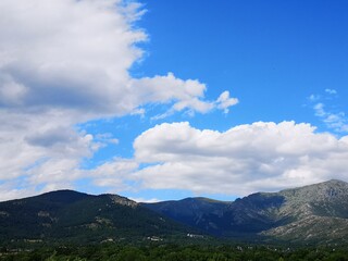 Beautiful scene of the Madrid mountains with lake