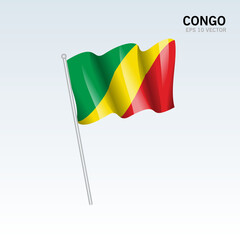 Congo waving flag isolated on gray background