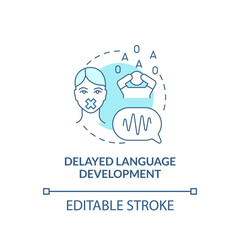 Delayed language development concept icon. Autism sign abstract idea thin line illustration. Using spoken language troubles. Speech delays. Vector isolated outline color drawing. Editable stroke
