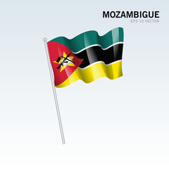 Mozambique waving flag isolated on gray background