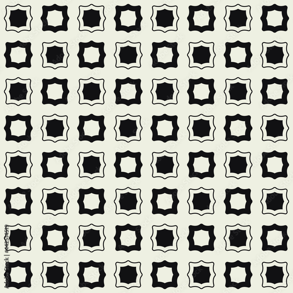 Poster Checker squared shapes pattern. Vector simple shapes. Black and white empty shapes.