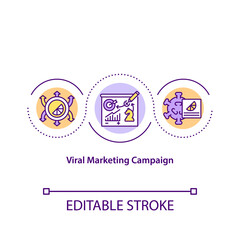 Naklejka premium Viral marketing campaign concept icon. Marketing strategy for spreading popular content. Advertisement abstract idea thin line illustration. Vector isolated outline color drawing. Editable stroke