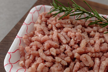Small, finely minced pork hind legs