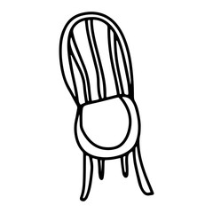 Vector image of a chair. Black outline. Hand-drawn. Design of posters, postcards, invitations, design of weddings, holidays, decor.