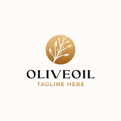 Fototapeta premium Olive Leaf Golden Gradient Color Logo Template Isolated in White Background