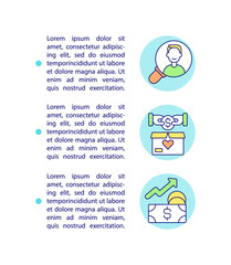 Reaching money donors concept line icons with text. PPT page vector template with copy space. Brochure, magazine, newsletter design element. Money collecting campaign linear illustrations on white