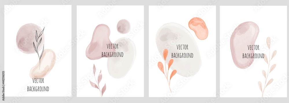Wall mural set of vector universal backgrounds with watercolour shapes copy space for text