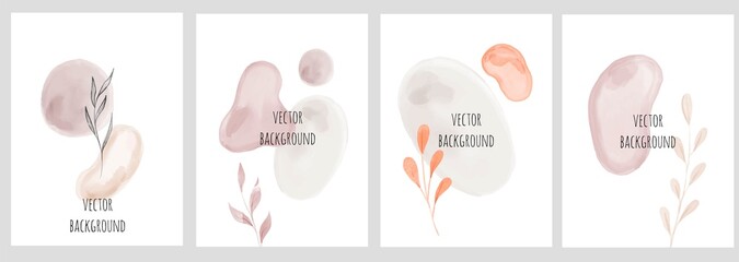 Set of vector universal backgrounds with watercolour shapes copy space for text	