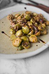 baked brussels sprouts close up