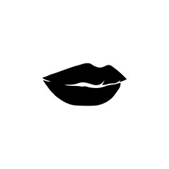 Monochrome silhouette black sexy passion lips, shining lipstick, erotic open mouth