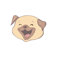 Portrait of the funny Pug dog. Humor card, t-shirt composition, hand drawn style print.