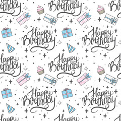 Seamless pattern happy birthday suitable for wrapping and decorating background