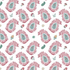 Fototapeta premium Floral pattern with blooming flowers and leaves