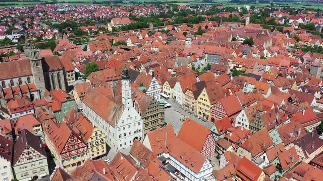 Rothenburg Ob Der Tauber, Germany. Aerial view of the medieval town. 