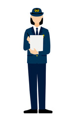 若い女性警官のポーズ、取り締まり