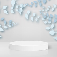 Abstract background with white geometric 3d podiums. Vector illustration.