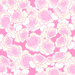 Roses pink flowers seamless pattern