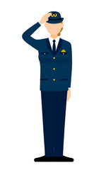 シニア女性警官のポーズ、敬礼