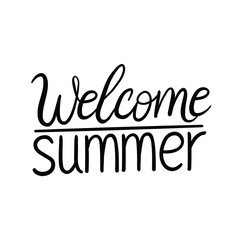Fototapeta premium Vector illustration: Brush lettering composition of Summer Vacation isolated on white background.