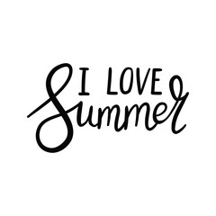 Fototapeta premium Vector illustration: Brush lettering composition of Summer Vacation isolated on white background.