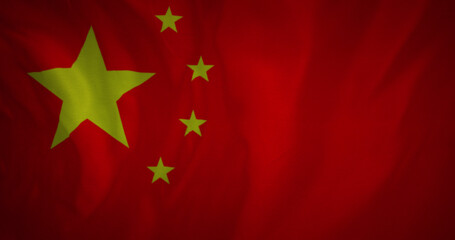 Image of waving flag of china with copy space