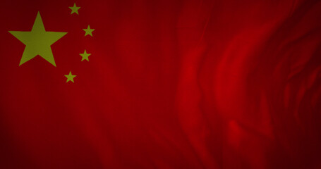 Image of waving flag of china with copy space