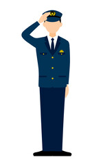 Obraz premium 若い男性警官のポーズ、敬礼