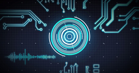 Image of scope scanning, processor elements and data processing over grid