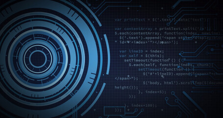 Obraz premium Image of scope scanning, processor elements and data processing over grid