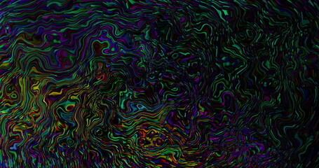 Naklejka na ściany i meble Digital image of colorful flowing metallic liquid texture effect background