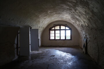 Fototapeta na wymiar Underground Casemate with window and doors 