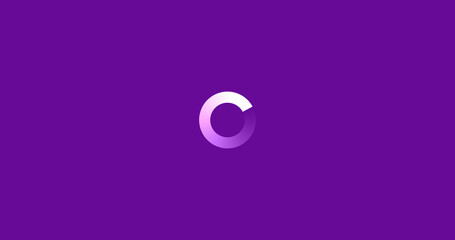 Image of loading digital interface circle flashing on purple background