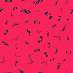Set Tool allen keys, Skateboard deck, wheel and on seamless pattern. Vector