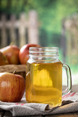 Glass of Apple Juice and Fresh Apples