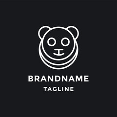 Geometric Line Art Style of Panda logo design vector illustration