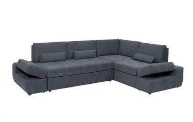 Large gray sofa on white background isolated