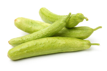 Green cucumber on the white background