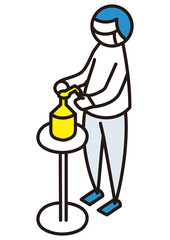 手指除菌をする人