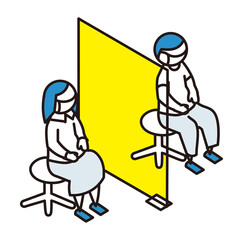 衝立ごしの男女