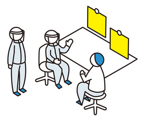 防護服を着た人と診察をうける人