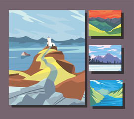 four landscapes scenes